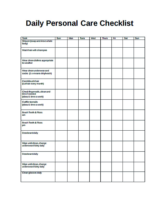 printable daily checklist template for kids