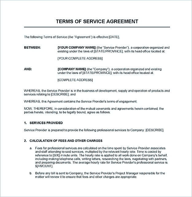 Professional Service Agreement Template from templatedocs.net