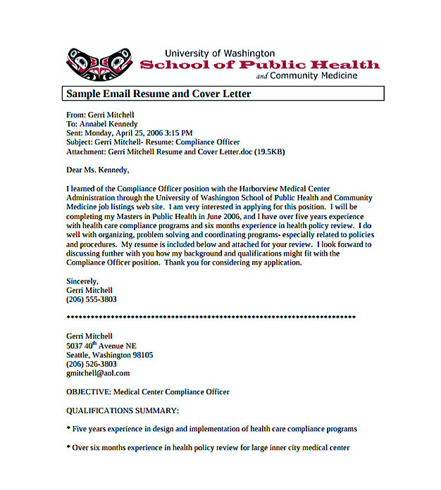 Email Resume Cover Letter PDF Template Free Download