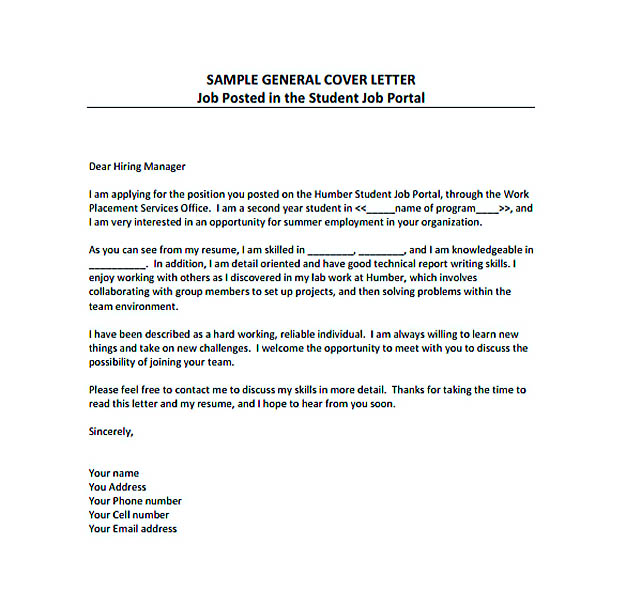 General Resume Cover Letter PDF Template Free Download