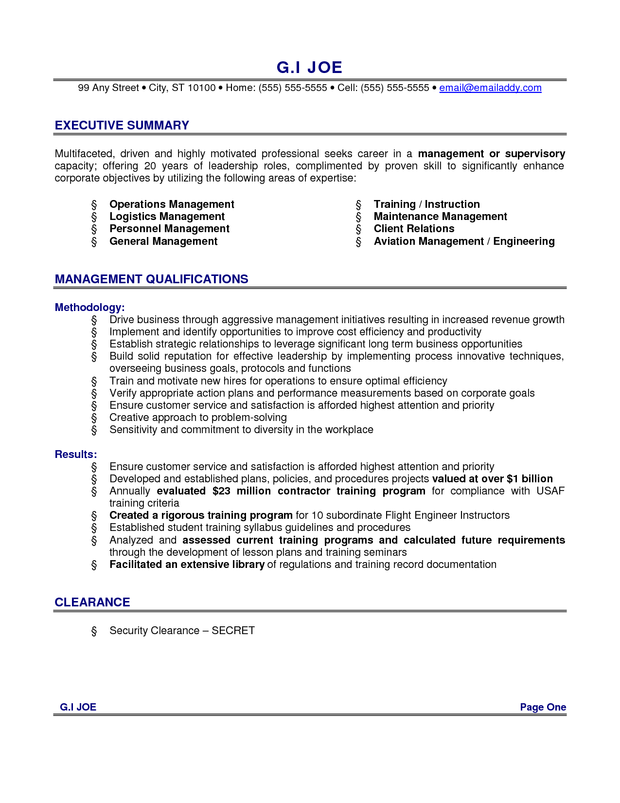 Professional Summary On Cv Examples