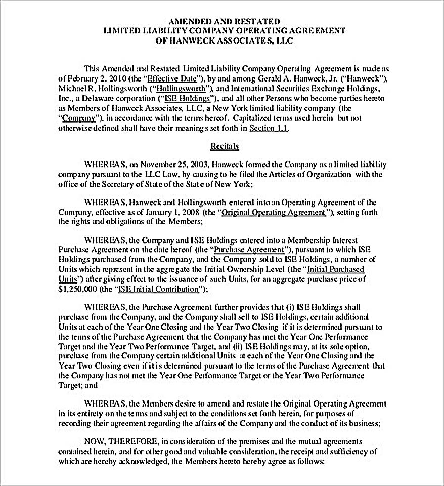 A R LLC Operating Agreement