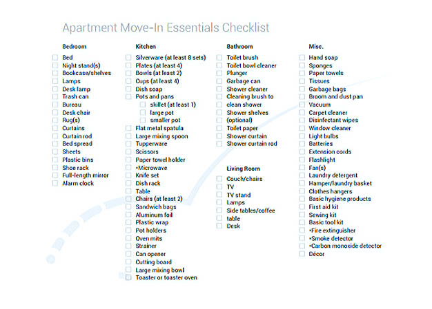 Apartment Moving Essentials Checklist Template Download