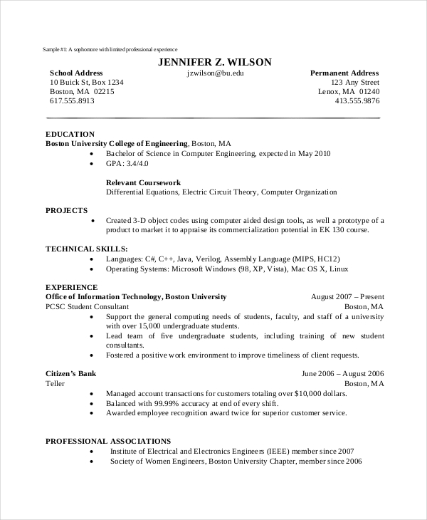 Basic Computer Science Resume Template