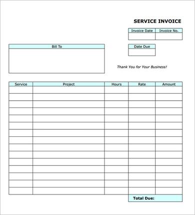 Blank Service Invoice Template PDF