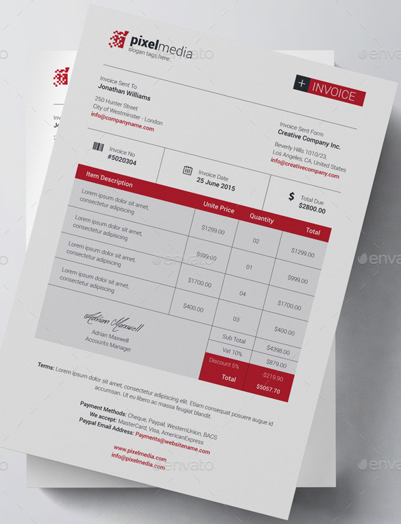 Business Bill of Sale Invoice Template
