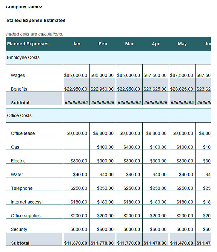 Business Marketing Budget Plan Estimation Template