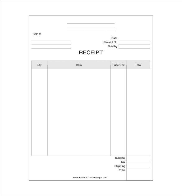 Business Receipt Template