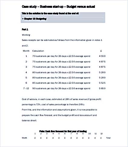 Business Start Up Budget Template