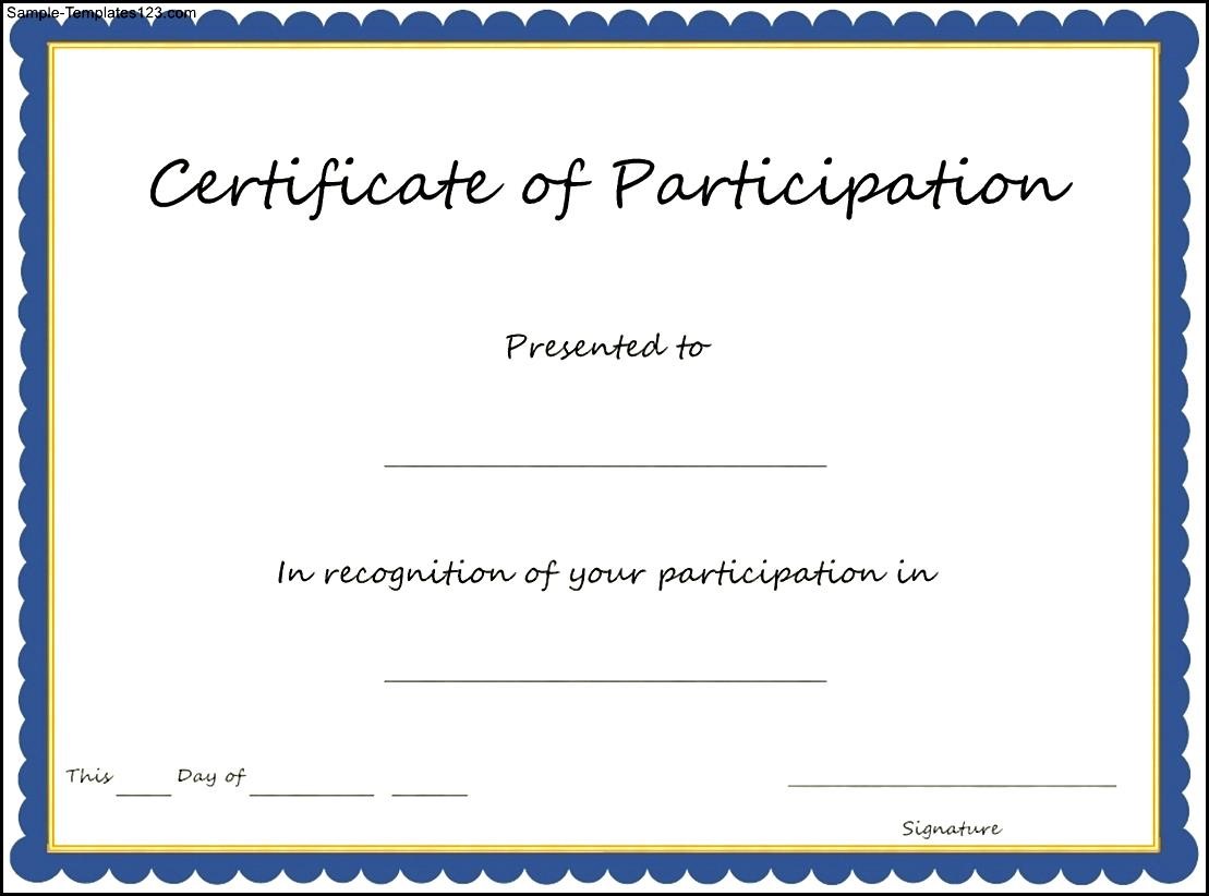 Certificate Of Participation Template Pdf