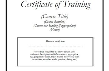 Certificate of Training Template Free
