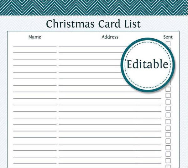 Christmas Card List Template New Business Template