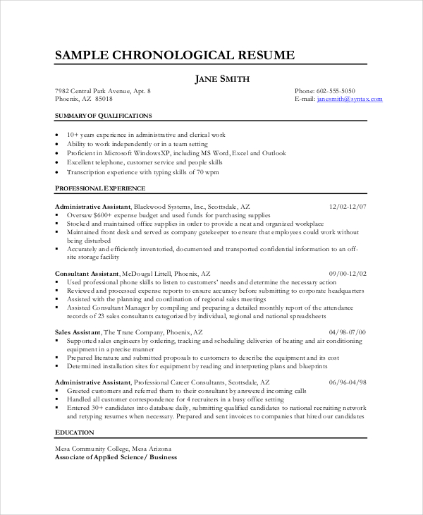 What Chronological Resume Template Is And How To Write