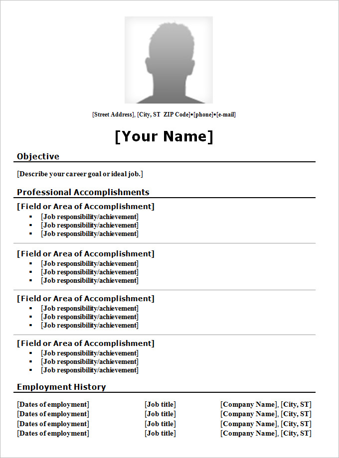 Chronological Resume templates Sample CV