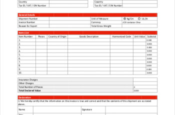 Commercial Shipper Invoice Template