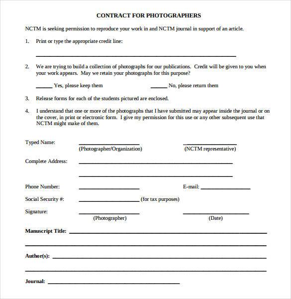 Contract for Photographer Template