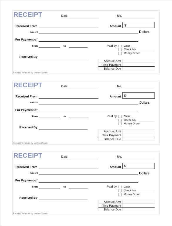 Editable Cash Receipt Template