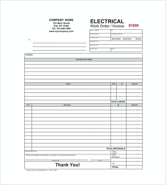 Electrical Contractor Receipt