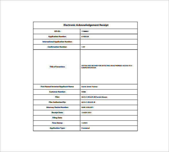 Electronic Receipt Template