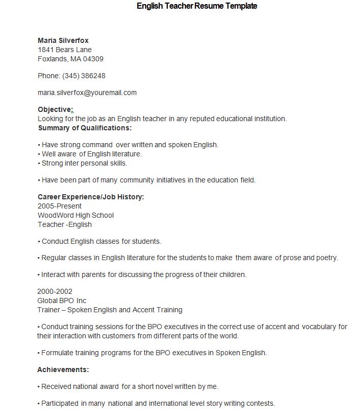 How to Make a Good Teacher Resume Template