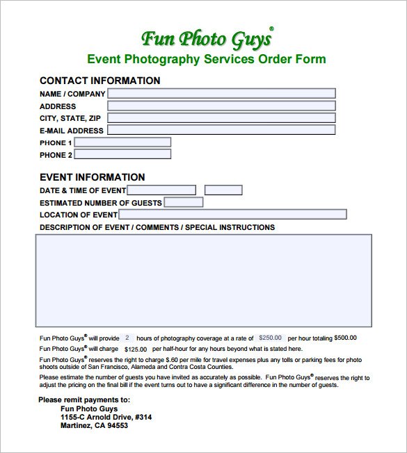 Example Event Photography Contract PDF Download