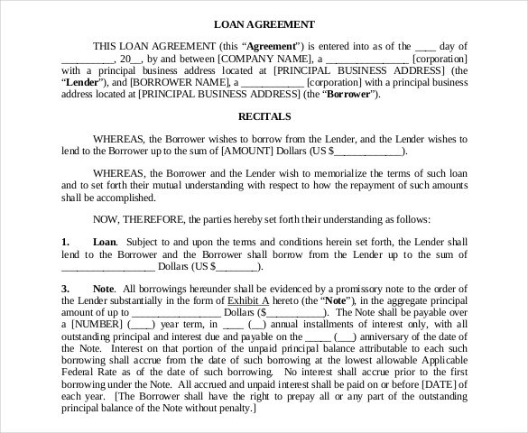 Format Loan Contract Template Free