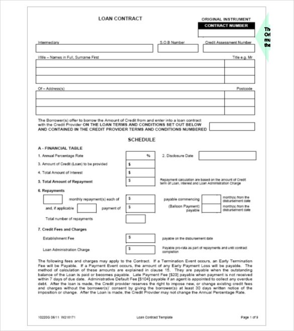 Format Secured Loan Contract Free Template