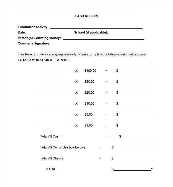 Free Cash Receipt Template