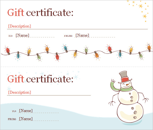 Christmas Gift Certificate Template Free Word DOC