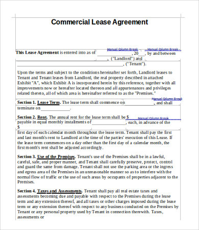 Free Commercial Lease Agreement Template