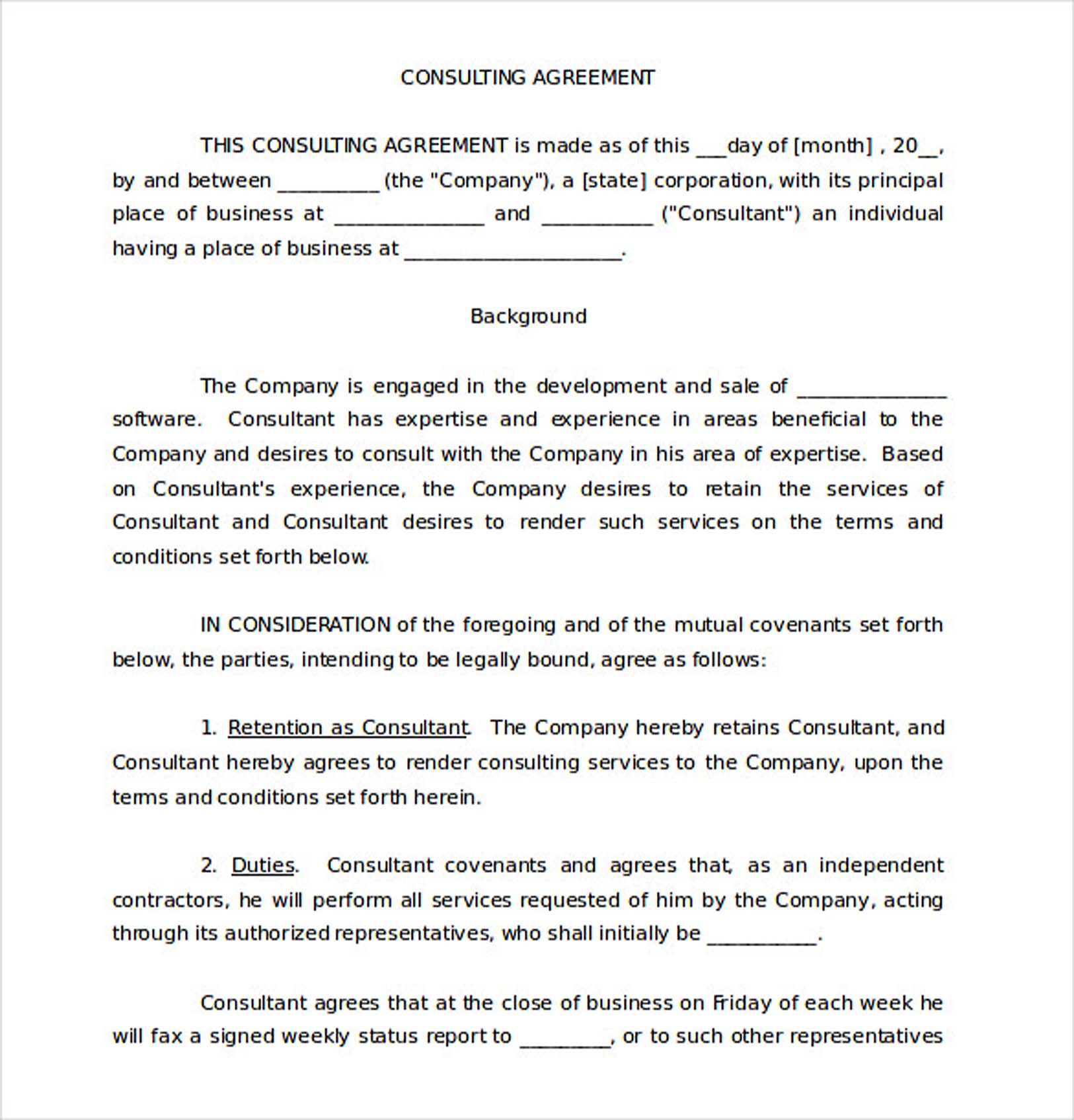 Consulting Services Agreement Example