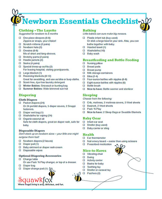 Free Download Newborn Essentials Checklist Template