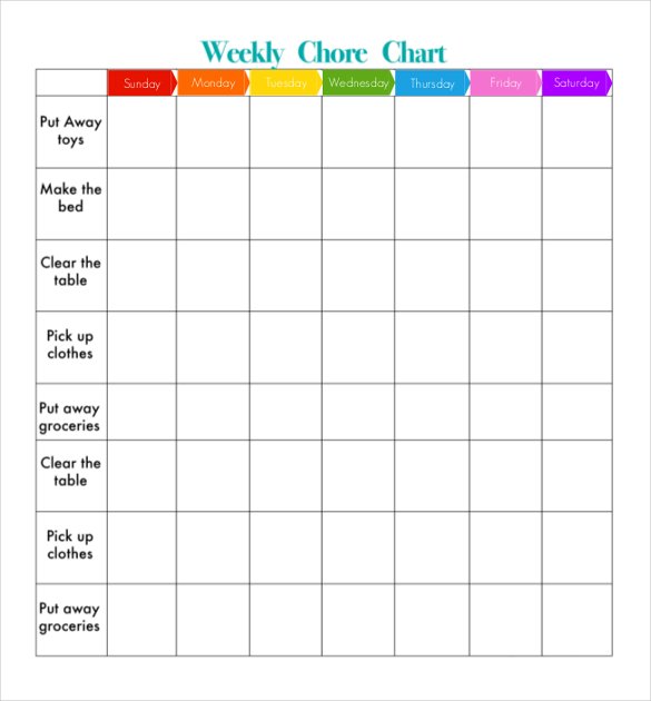 Free Weekly Chore Chart Template