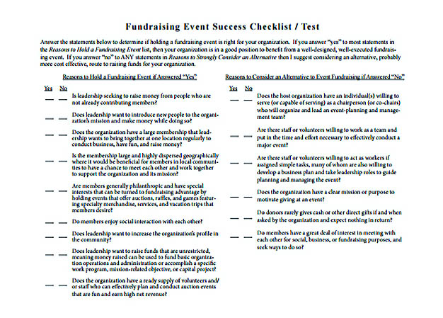 Fundraising Event Success Checklist Template Free Download