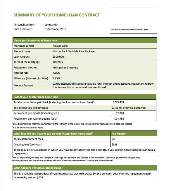 Home Loan Contract Template