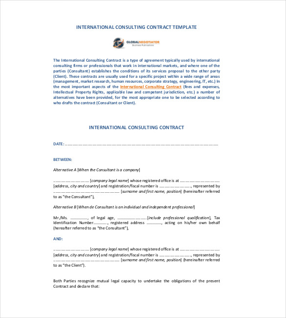 International Consulting Contract Template
