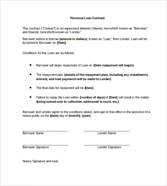 Personal Loan Contract Word
