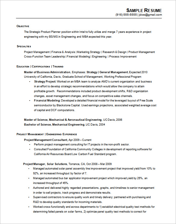 Printable Chronological Resume Example Engineering