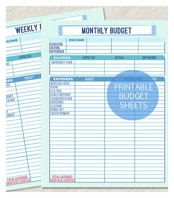 Printable Monthly and Weekly Budget Sheet