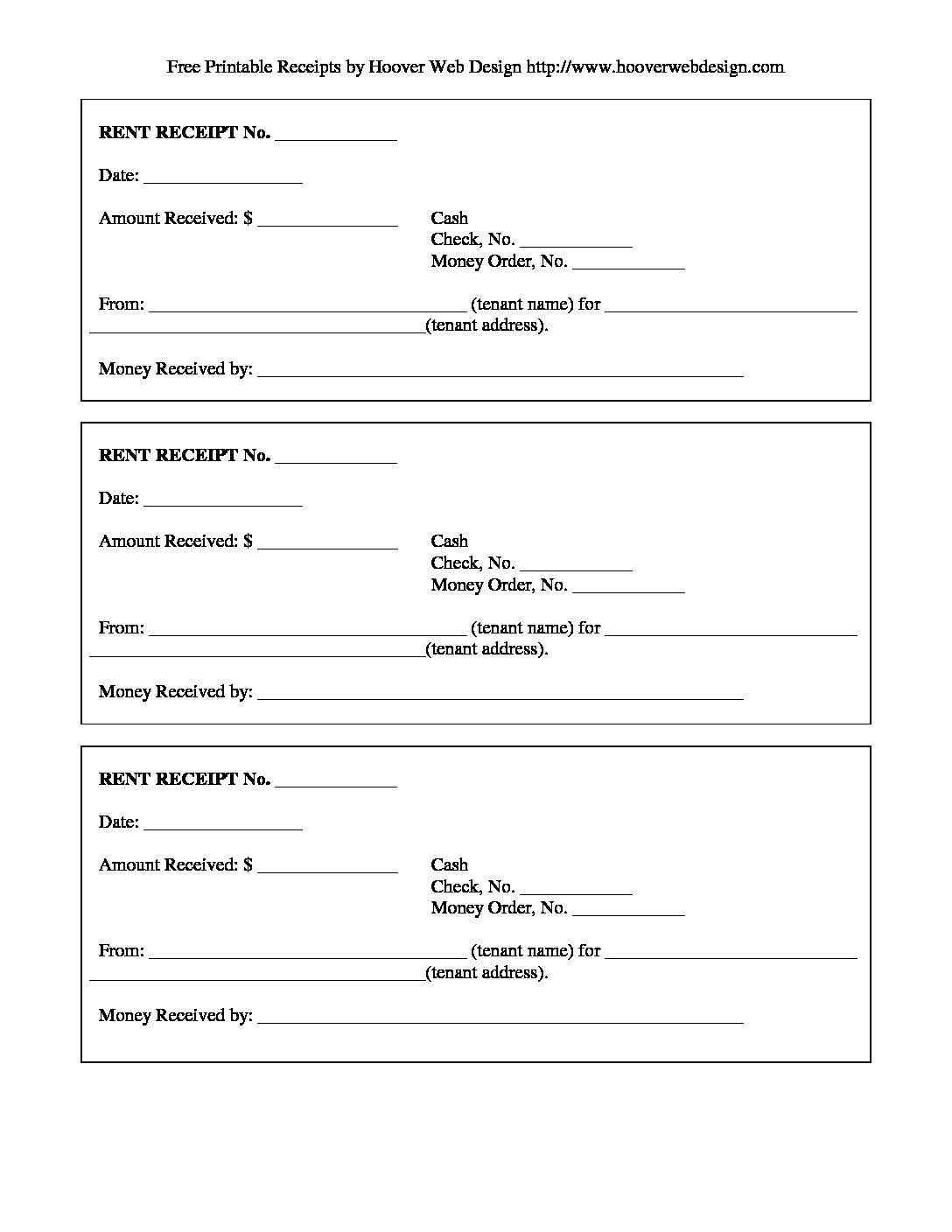 Printable Rent Receipt Free