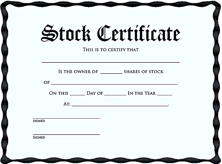 Printable Stock Certificates Template Blue