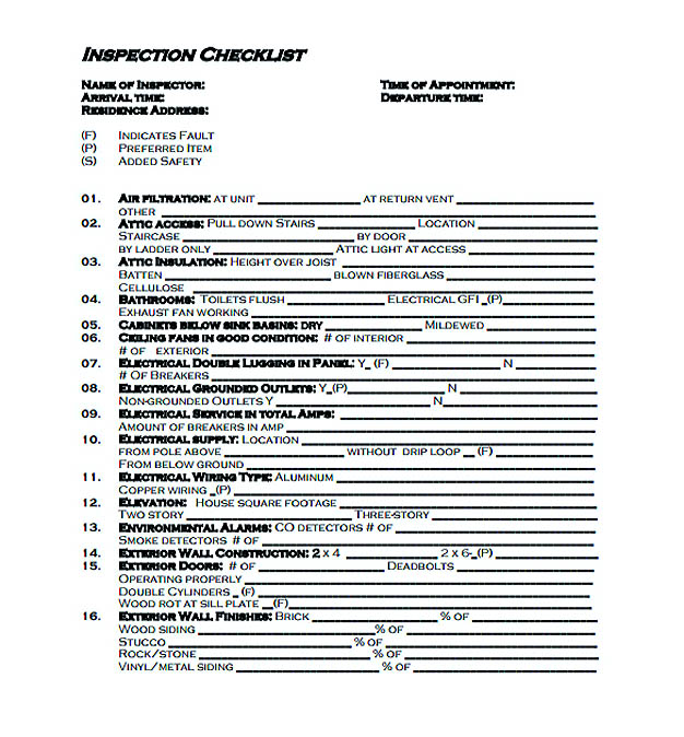 Professional Home Inspection Checklist Template PDF Download