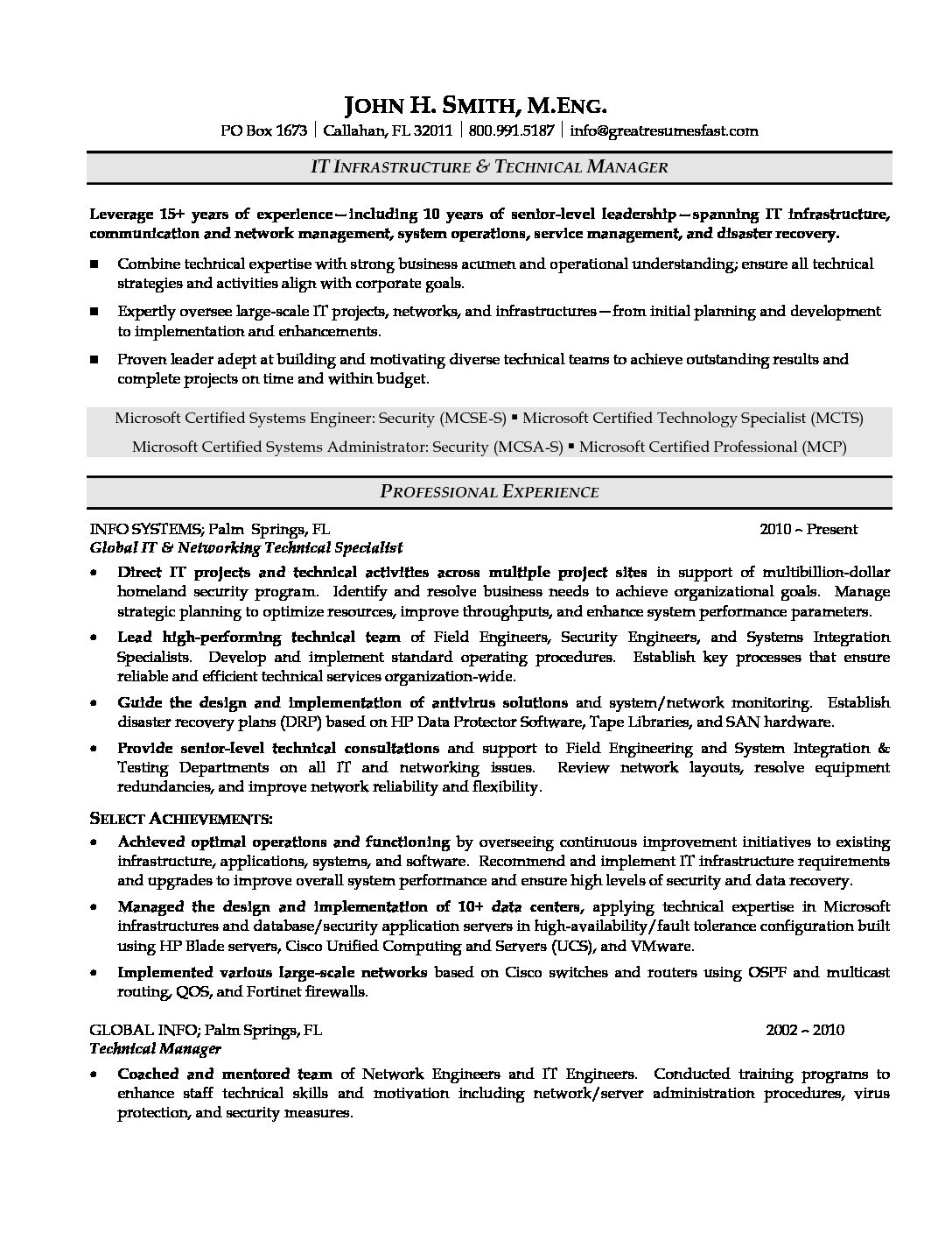 technical resume template word download