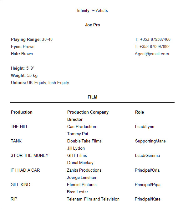 How To Create A Good Acting Resume Template