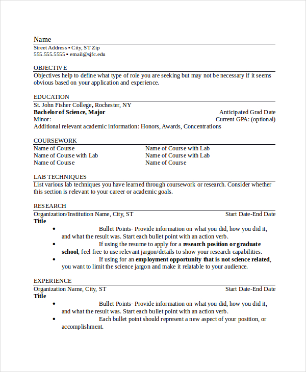 Resume checklist Template