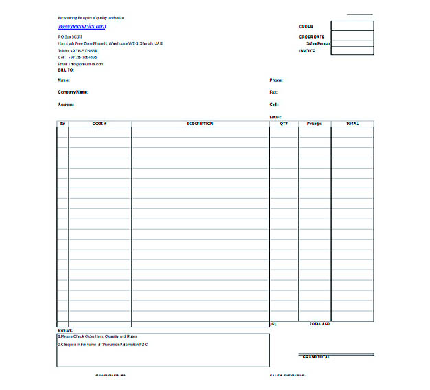 Sales Order Invoice Free Download Excel Template