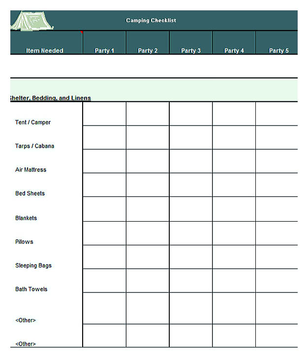 backpacking checklist excel