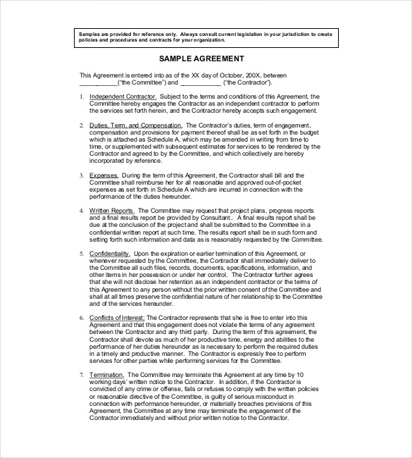 Sample Contract Agreement Template