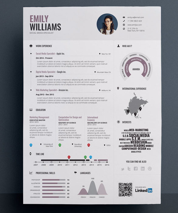 Sample Editable in EPS Infographic Resume Template