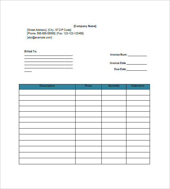 Sample Google Invoice Template